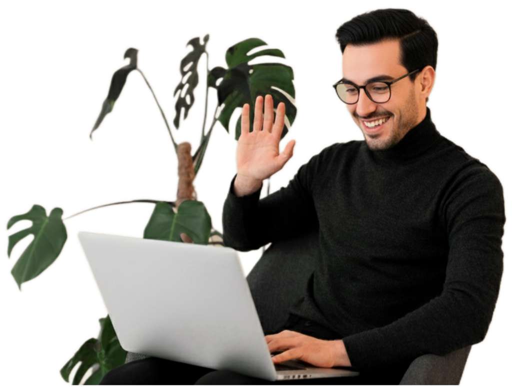 Person talking in online therapy